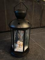 Sfeervolle zwarte lantaarn met sneeuwmannen, Zwart, Ophalen of Verzenden, Zo goed als nieuw, Metaal