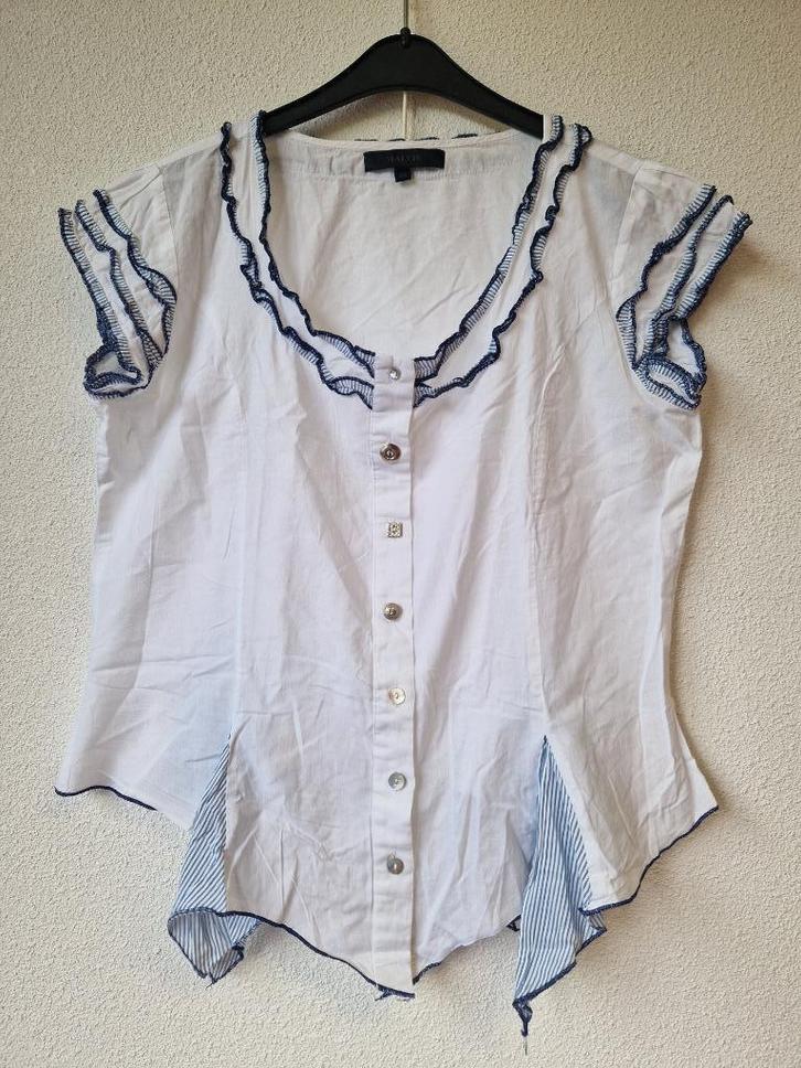 Dames blouse, shirt, top, korte mouw, Malvin, 40, Kleding | Dames, Tops, Zo goed als nieuw, Maat 38/40 (M), Blauw, Korte mouw