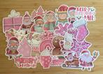 Roze winter kerst stickers, Hobby en Vrije tijd, Stickers en Plaatjes, Nieuw, Ophalen of Verzenden, Meerdere stickers