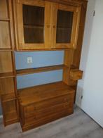 Wandkast met vitrine -Blank  Eikenhout, Ophalen, Gebruikt, 100 tot 150 cm, Eikenhout