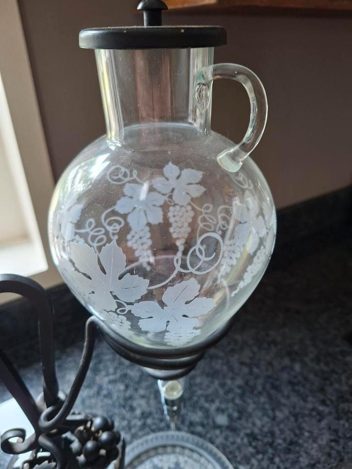 Vintage Wijnkaraf met Druivenmotief, Antiek en Kunst, Antiek | Glas en Kristal, Ophalen