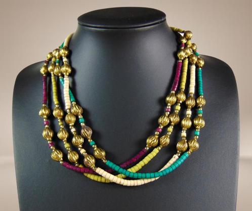 HIPPIE jaren 60 vintage heishi kralen en koper ketting!, Sieraden, Tassen en Uiterlijk, Kettingen, Zo goed als nieuw, Overige materialen