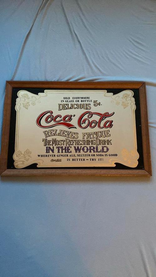Vintage coca cola advertentie spiegel, Antiek en Kunst, Antiek | Spiegels, Minder dan 100 cm, Rechthoekig, Ophalen