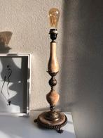 Grote antieke tafellamp | messing met onyx | 55 cm hoog, Huis en Inrichting, Lampen | Tafellampen, Antiek empire, 50 tot 75 cm