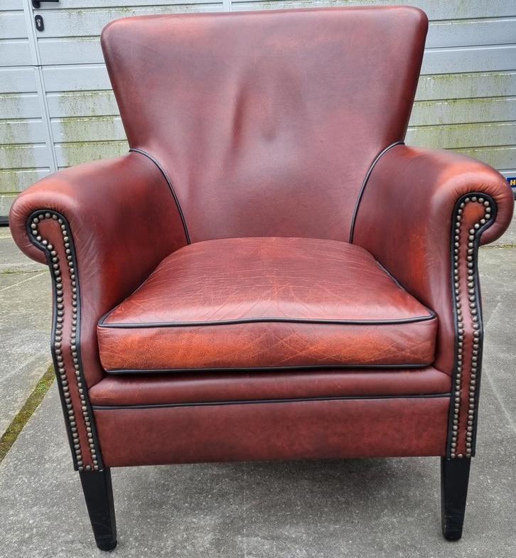 Klassieke rundleren fauteuil Rosan Lounge Atelier + BEZORGD, Huis en Inrichting, Fauteuils, Zo goed als nieuw, Leer, 75 tot 100 cm