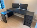 Mooie zwarte bureau voor thuiswerkplek, Huis en Inrichting, Bureaus, Ophalen, Met wielen, Gebruikt, Bureau