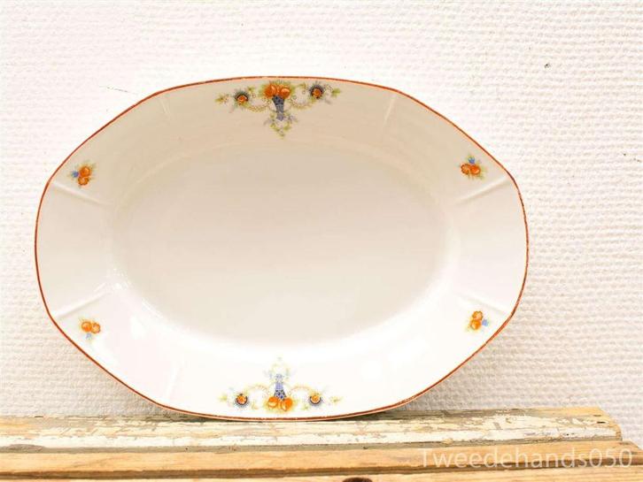 Serveerschaal vintage rozen oranje 20257, Antiek en Kunst, Antiek | Servies los, Ophalen of Verzenden