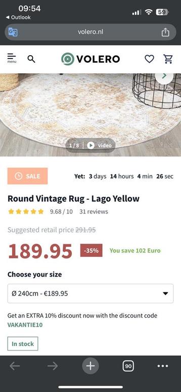 Rond Vintage vloerkleed - Lago Geel | Hoge kwaliteit beschikbaar voor biedingen