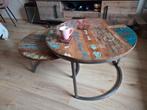2 Ronde Houten Tafels - Verweerd & Staal, Huis en Inrichting, Tafels | Salontafels, Ophalen of Verzenden