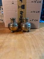 Vintage Messing Vaasjes - Set van 2, Huis en Inrichting, Woonaccessoires | Vazen, Overige materialen, Gebruikt, Geel, Ophalen of Verzenden