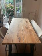 Massief houten eettafel met stoelen/bankje, Huis en Inrichting, Tafels | Eettafels, Ophalen, 50 tot 100 cm, Zo goed als nieuw