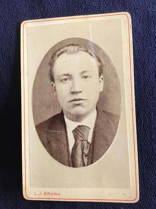 CDV, Man, L.J. Bruna, Enschede, Carte de Visite, Verzamelen, Foto's en Prenten, Gebruikt, Foto, Voor 1940, Ophalen of Verzenden