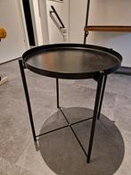 Ikea Gladom bijzettafel zwart metaal, Ophalen, Minder dan 55 cm, Metaal of Aluminium, Rond