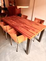 Eettafel massief teak met stalen poten 180x90, Huis en Inrichting, Tafels | Eettafels, 50 tot 100 cm, 150 tot 200 cm, Teakhout