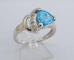 14 karaat Wit Gouden Ring Aquamarijn 5 Diamanten Damesring, Sieraden, Tassen en Uiterlijk, Ringen, 18 tot 19, Wit, Nieuw, Ophalen of Verzenden