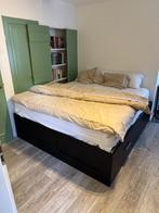 2 persoonsbed & Lattenboden | IKEA BRIMNES 180 x 200 | Zwart, Ophalen, BRIMNES, Zwart, Tweepersoons
