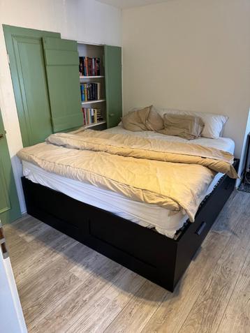 2 persoonsbed & Lattenboden | IKEA BRIMNES 180 x 200 | Zwart beschikbaar voor biedingen