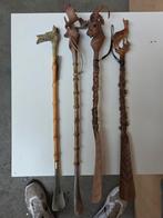 4 versierde houten wandelstokken, decoratie, Ophalen of Verzenden, Dier