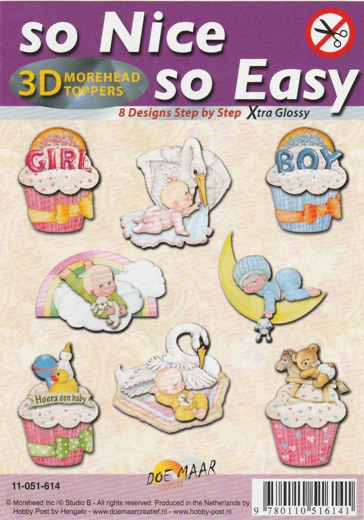 3D Morehead Toppers 8 zakjes assorti girl/boy 11-051-614, Hobby en Vrije tijd, Kaarten | Zelf maken, Nieuw, Overige typen, Kind