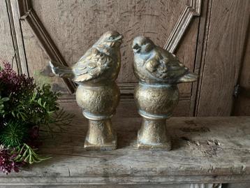 NIEUW set Countryfield vogels op voet antiek goudkleurig beschikbaar voor biedingen