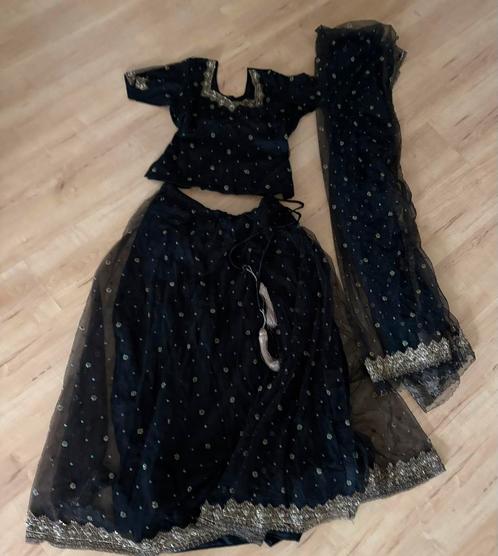 Chique Indiase rok en blouse gevoerd met sjaal., Kleding | Dames, Gelegenheidskleding, Zo goed als nieuw, Overige typen, Zwart