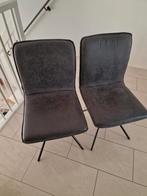 2x Lederen stoelen antraciet, Huis en Inrichting, Stoelen, Ophalen, Zo goed als nieuw, Grijs, Twee