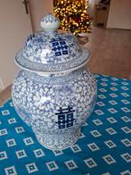 Delfts blauwe vaas met deksel - 40 cm hoog, Ophalen, Gebruikt