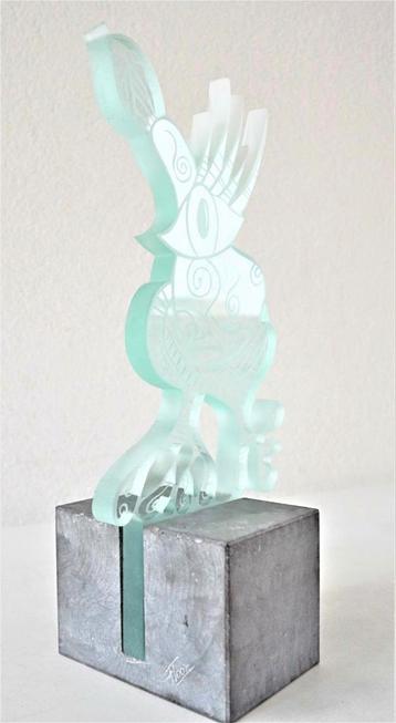 uniek glasobject / beeld van Floor Groot - gesigneerd beschikbaar voor biedingen