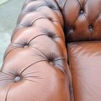 Chesterfield bank bruin gevlamd + GRATIS BEZORGING, Chesterfield, Rechte bank, Gebruikt, Leer