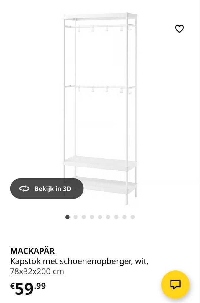 MACKAPAR Witte kapstok met schoenenopberger - 78x32x200 cm, Huis en Inrichting, Woonaccessoires | Kapstokken, Zo goed als nieuw