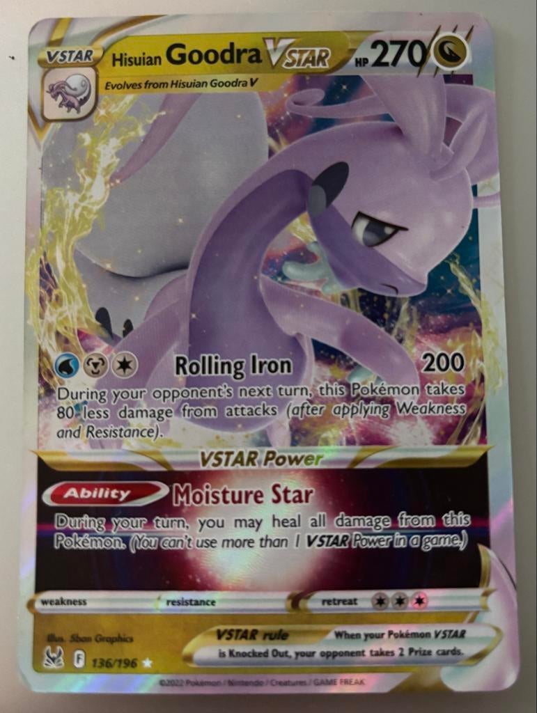 Pokémon Kaart - Hisuian Goodra VSTAR, Ophalen of Verzenden, Zo goed als nieuw, Losse kaart, Foil
