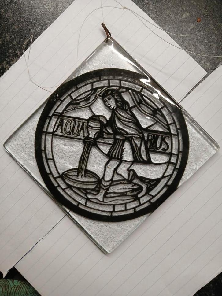 Glazen wandhanger/ waterman/boogschutter, Antiek en Kunst, Antiek | Wandborden en Tegels, Ophalen of Verzenden