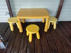 Gele Ikea kindertafel met 3 krukjes, Gebruikt, Tafel(s) en Stoel(en), Ophalen