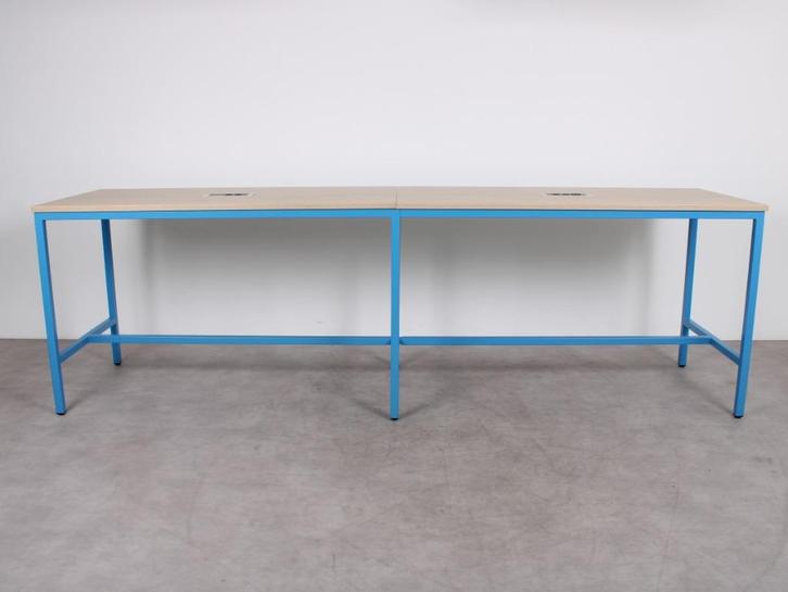 MR Bartafel | Blauw/eiken | Met powerdocks, Huis en Inrichting, Tafels | Statafels, Zo goed als nieuw, Ophalen of Verzenden