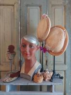 Antiek art-deco mannequin hoofd buste,gips,gemerkt,hoed,bril, Antiek en Kunst, Ophalen of Verzenden