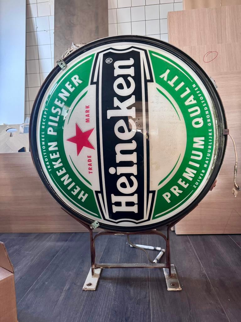 Heineken bord met verlichting, Verzamelen, Merken en Reclamevoorwerpen, Ophalen, Gebruikt, Reclamebord