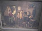 Oud schilderij drinkende mannen., Ophalen of Verzenden