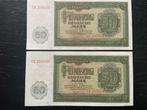 2 x 50 mark biljetten UNC Duitsland, Ophalen of Verzenden, Duitsland, Setje