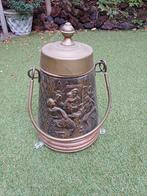 Koperen gehamerde doofpot met hengsel., Antiek en Kunst, Ophalen