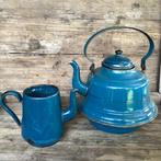 Emaille grote theepot en koffiepot in mooi blauw!, Ophalen of Verzenden