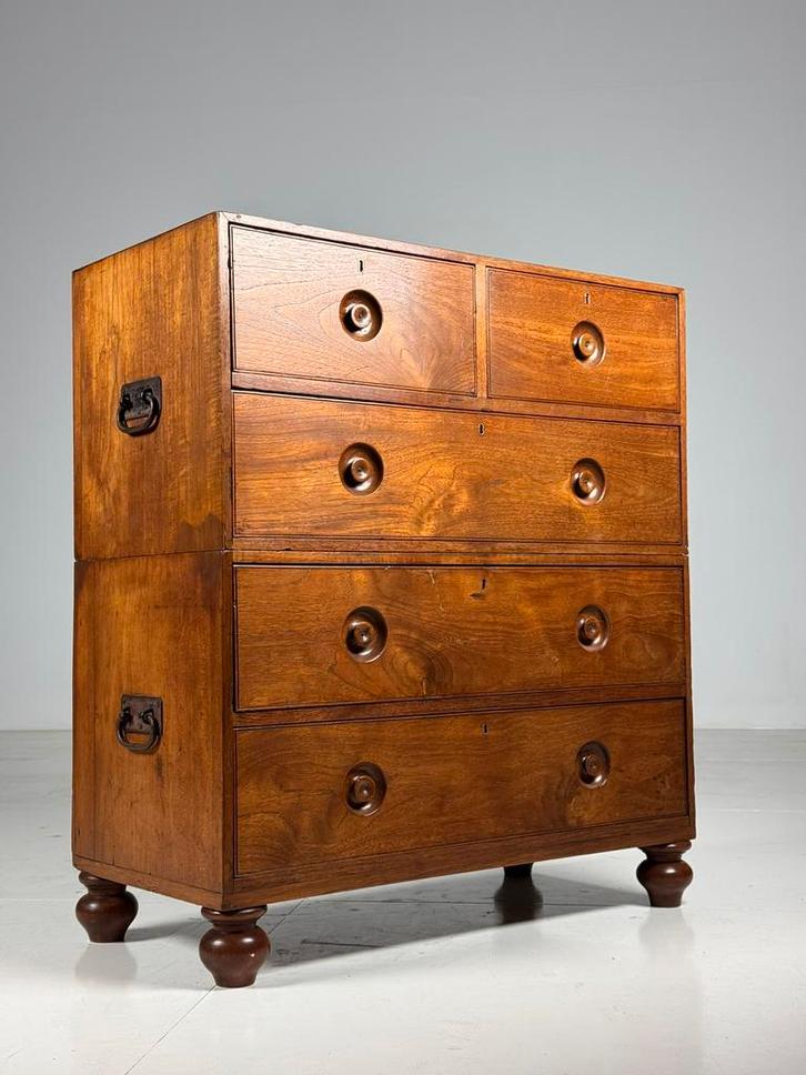 Campaign commode ladekast 19e eeuw, Huis en Inrichting, Kasten | Ladekasten, Zo goed als nieuw, Minder dan 100 cm, 25 tot 50 cm