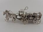 Zilveren miniatuur Bierwagen met 2 paarden              Z101, Ophalen of Verzenden, Zilver
