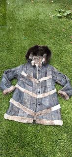 Vintage Leren Lammy Coat met Bont - Unisex - Maat L/XL, Maat 42/44 (L), Ophalen of Verzenden, Vintage, Grijs