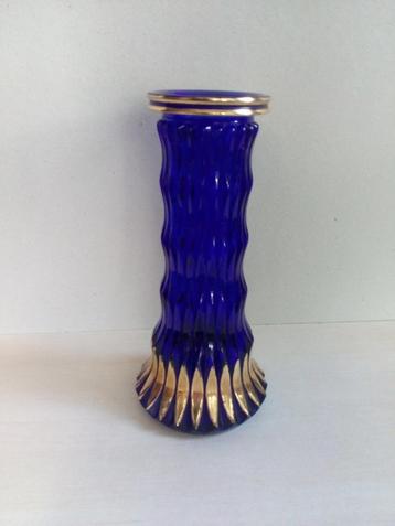 Oude Waltherglas vaas. Kobaltblauw/gouddecoratie. beschikbaar voor biedingen
