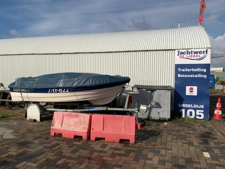Topcraft 430 Futura  consoleboot visboot met trailer, Watersport en Boten, Vis- en Consoleboten, Gebruikt, 10 tot 30 pk, 3 tot 6 meter