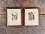 Miniatuur schilderij ets prent gesigneerd Leon Salle, Antiek en Kunst, Ophalen of Verzenden