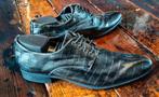 Lureaux veterschoen zilver zwart croco - maat 42 als nieuw, Zwart, Nieuw, Ophalen of Verzenden, Veterschoenen
