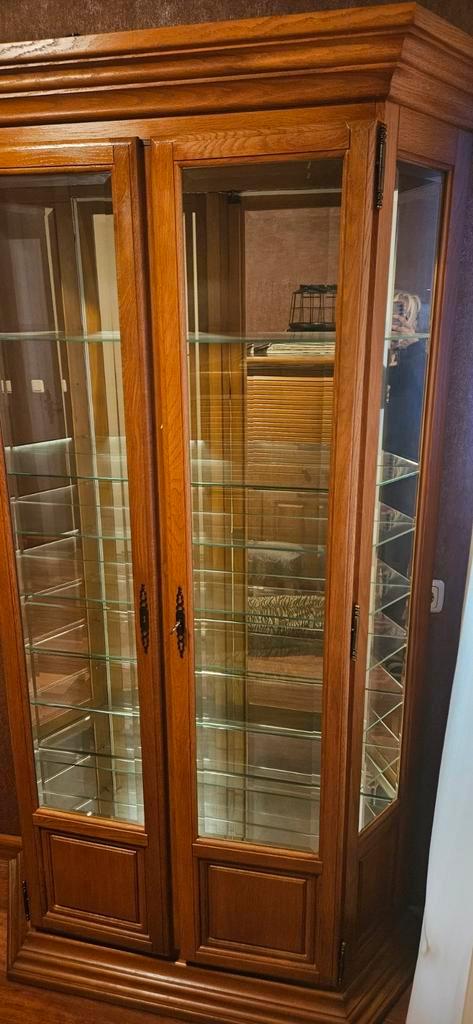 Vitrinekast - Blank Eiken, Huis en Inrichting, Kasten | Vitrinekasten, Gebruikt, 150 tot 200 cm, 100 tot 150 cm, 25 tot 50 cm