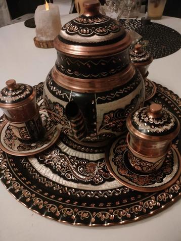 Zilver & Koper Thee/Koffie Set - 9 Delig beschikbaar voor biedingen