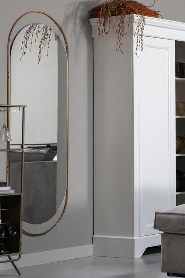 Spiegel SANOU Woood ovaal metaal brass passpiegel, Huis en Inrichting, Woonaccessoires | Spiegels, Zo goed als nieuw, 50 tot 75 cm